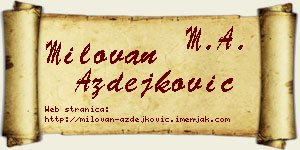 Milovan Azdejković vizit kartica